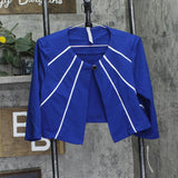Ny Collection Cropped Open Front Textured Jacket PNY9115 Cobalt Lucenda Blue 10P