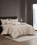 Madison Park Riva Jacquard 7-Piece Comforter Bedding Set Beige Brown King