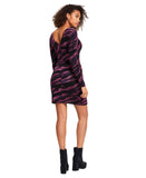 Siena Womens Metallic Side-Twist Long Sleeve Faux Wrap Mini Dress Purple Multi 8
