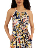 Studio by JPR Leg Scoop Neck Keyhole Self Tie Faux Wrap Cropped Jumpsuit Blue S