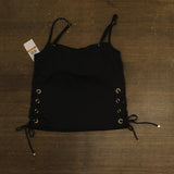 Michael Michael Kors Womens Grommet Tankini Padded Swim Top MM30322 Black S
