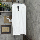 Marla Wynne Womens Denim Knit Side Zip Cropped Straight Leg Pants 655861 White 8