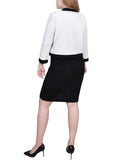 Ny Collection Textured Knit Petite 2-Piece Dress Set PTXD2798 Black / White 14P