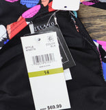 Island Escape Magnolia Underwire Swimdress One Piece Swimsuit Black Multi 14