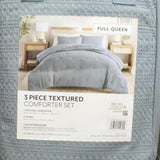 Ienjoy Textured Waffle Knit 3-Piece Comforter Set Light Blue Full / Queen