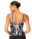 Anne Cole Chic Draped Front Underwire Swim Top Palm Chic Black White 36C/38B