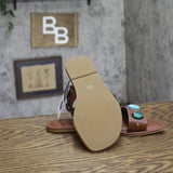Universal Thread Sarai 2-Band Stone Stud Slide Sandals 94822821 Brown 7M