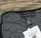 Polly & Esther Striped Scoop-Neck Skimmer Knit T-Shirt Tee Black / White XL