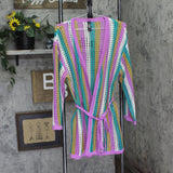Hurley Juniors Striped Crochet Robe Cover-up Orchid Purple Multi XS/S