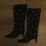 A New Day Studded Faux Suede Mid-Calf Boots with Cone Heel 94568945 Jet Black 9M