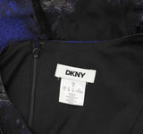 DKNY Womens Metallic Jacquard Scoop-Neck Midi Dress Navy Blue 8