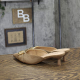 A New Day Womens Faux Suede Slip On Mules Heels Brown 6.5M