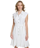 Calvin Klein Womens Sleeveless Button Up Shirt Dress M4CB8908 Soft White 16
