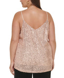 Calvin Klein Plus Size Sequined Strappy Camisole Cami Champagne Brown 3X