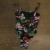 Carmen Marc Valvo Womens Ruched One Piece Swimsuit C5P529 Organic Bloom Black 4