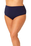 Anne Cole High-Waist Shirred Swim Bottoms MYPB36001 Navy Blue 22W