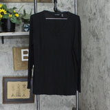 H by Halston Womens Essentials Long-Sleeve V-Neck Top 167108055bb385 Black L
