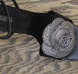 Michael Michael Kors Elodie Sandals Heeled Rosette Stiletto Heels Black 9.5M