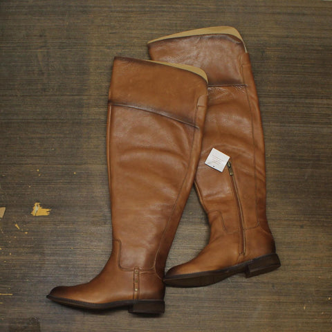 Franco Sarto Haleen Wide Calf Over-the-Knee Boots Shoes Cognac Brown 8M-WC