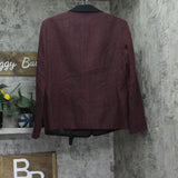 Kasper Single Button Framed Notch Collar Blazer Jacket Shiraz Red / Black 14