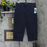 Gloria Vanderbilt Womens Pull On Wide Leg Cropped Pants 1797444 Navy Blue 12
