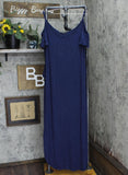 White Mark Womens Plus Lexi Jersey Cold Shoulder Maxi Dress Navy Blue 1XL