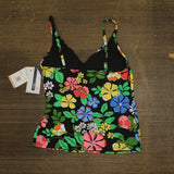 Beach House Womens Swim Lola Wrap Underwire Tankini Top Midnight Garden Black 12