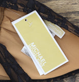 Michael Michael Kors Lace Tie Back Swim Bikini Top MM85884 Black / Brown M