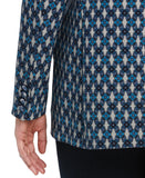 ELLA Rafaella Lined Medallion Print Single Button Blazer Jacket Malibu Blue 3X