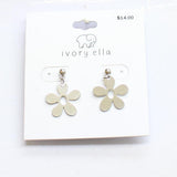 Ivory Ella Womens Fashion Flower Drop Earrings Silver Gray 1.25"