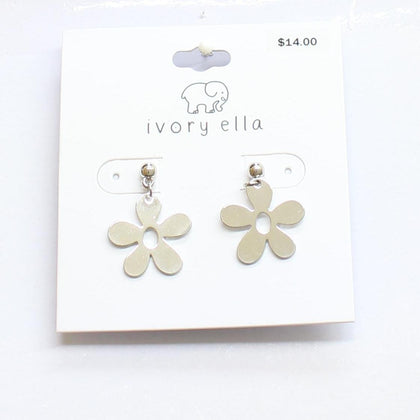 Ivory Ella Womens Fashion Flower Drop Earrings Silver Gray 1.25"