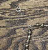 Daisy Fuentes Pearl Bead Rhinestone Necklace Earrings Set Silver Gray 17" + 4"
