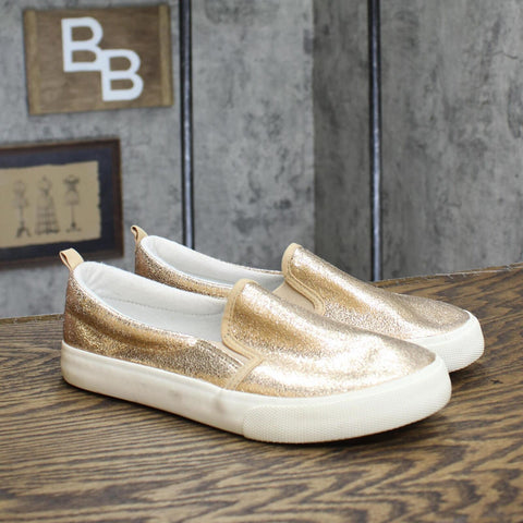 Cat & Jack Girls Youth Slip On Casual Shoes 166c993e6754af Gold Foil 5