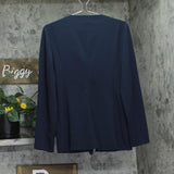 Calvin Klein Womens Stretch Crepe Zip Front Jacket 44C442G Dark Sapphire Blue S