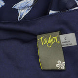 Taylor Womens Ruffled Floral-Print Chiffon Smocked A-Line Dress 2835M