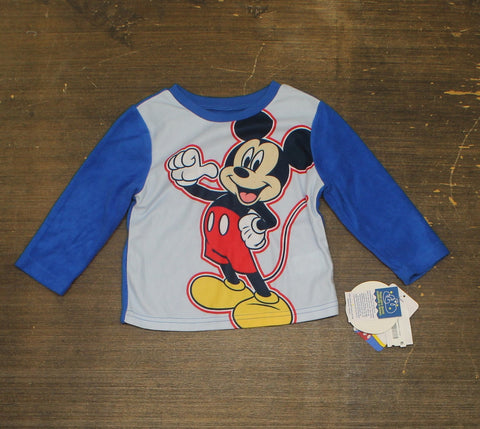 Disney Boys Mickey Mouse Loose-Fit Fleece Pajama Shirt MK1131ELLMA Blue 2T