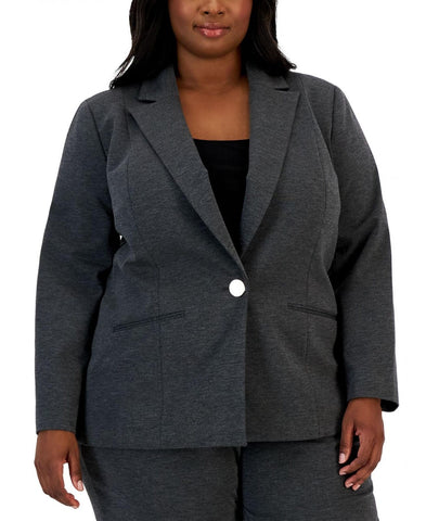 Kasper Womens Plus Size One-Button Notched-Collar Blazer Jacket 10853743