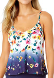 Anne Cole Floral Gradient Triangle Tankini Top Swim Gradient Floral Blue Multi L