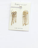 Francesca's Zirconia Evening Chain Faux Hoop Post Earrings Gold Yellow 1.25"