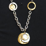 Premier Designs Charm Pendant Heavy Chain Necklace Silver Gray / Gold 20" + 5"