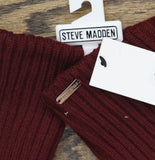 Steve Madden Womens Soft Faux Leather Gloves with Ribbed Knit Cuff Burgundy Red
