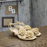 A New Day Womens Esme Floral Crochet Kitten Heels 92979007 Tan Brown 6.5M