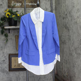 By Stacy London Blazer with Attached Button-Up Shirt Periwinkle Blue Multi M