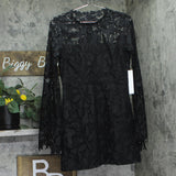 Aqua Womens Ido Long Sleeve Lace Mini Dress IDO14371 Black S