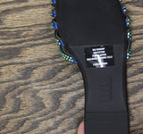 INC International Concepts Womens Tianah Embellished Flat Sandals Blue Bling 5M