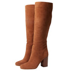 Michael Michael Kors Womens Suede Leigh Boot Dress Block Heel Luggage Brown 9M