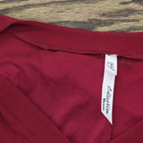 Ny Collection Womens Long Sleeve Crepe Knit Zipper V-Neck Tee Burgundy Red 1X
