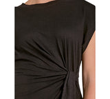 Elan Womens Side Tie Cotton Mini Dress MC-50106JC Black XL