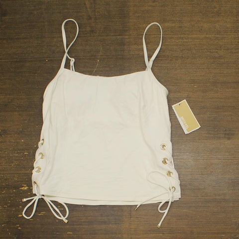 Michael Michael Kors Womens Strappy Grommet Tankini Top MM30322 White S