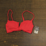 Bar III Womens V-Wire Plunge-Neck Bralette Bikini Swim Top Bright Rose Pink S